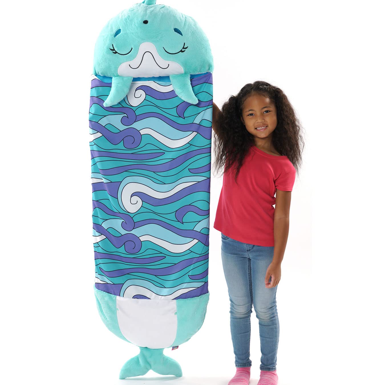 Happy Nappers Kids Sleeping Bag - Disco Dolphin - Plush Toy & Sleeping Bag for Playtime and Naps