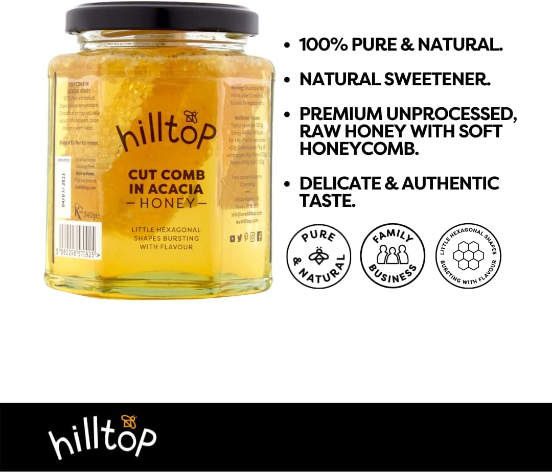 Hilltop Honey - Cut Comb in Acacia Honey 340g
