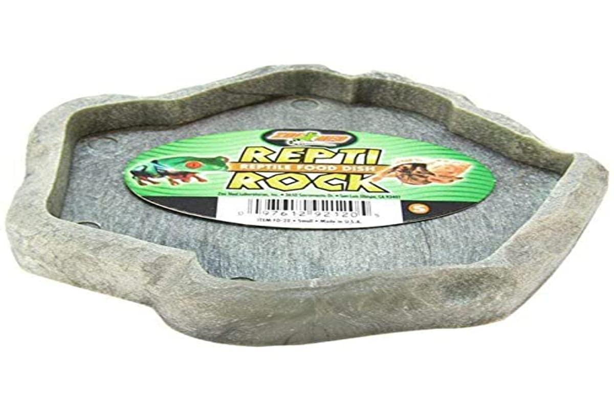 Zoo Med FD-20 Repti Rock Feed Dish - Low Profile Food Dish | Small Size | Recycled Plastic