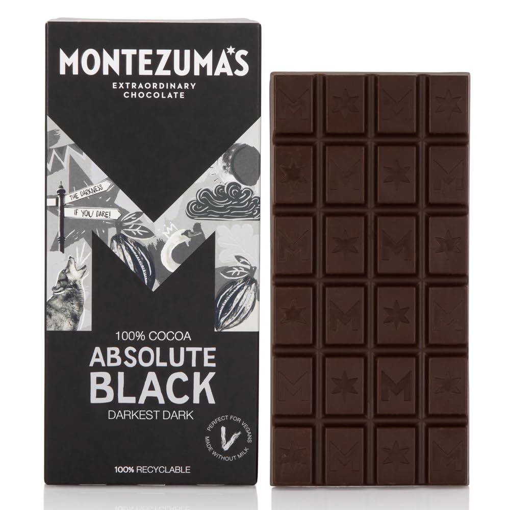 Montezuma - Absolute Black 100% Kakao Zartbitterschokoladentafel, vegan &amp; glutenfrei