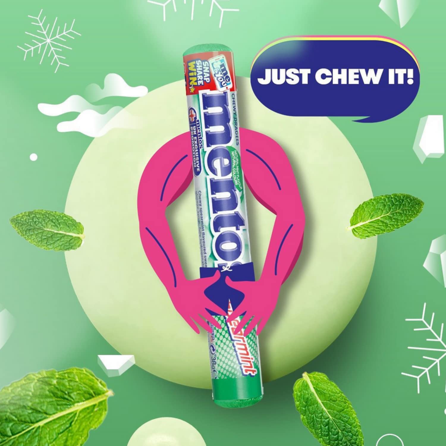 Mentos Spearmint Soft Mints - Refreshing Chewy Sweets with Natural Colours, Vegetarian Friendly - 40 Rolls