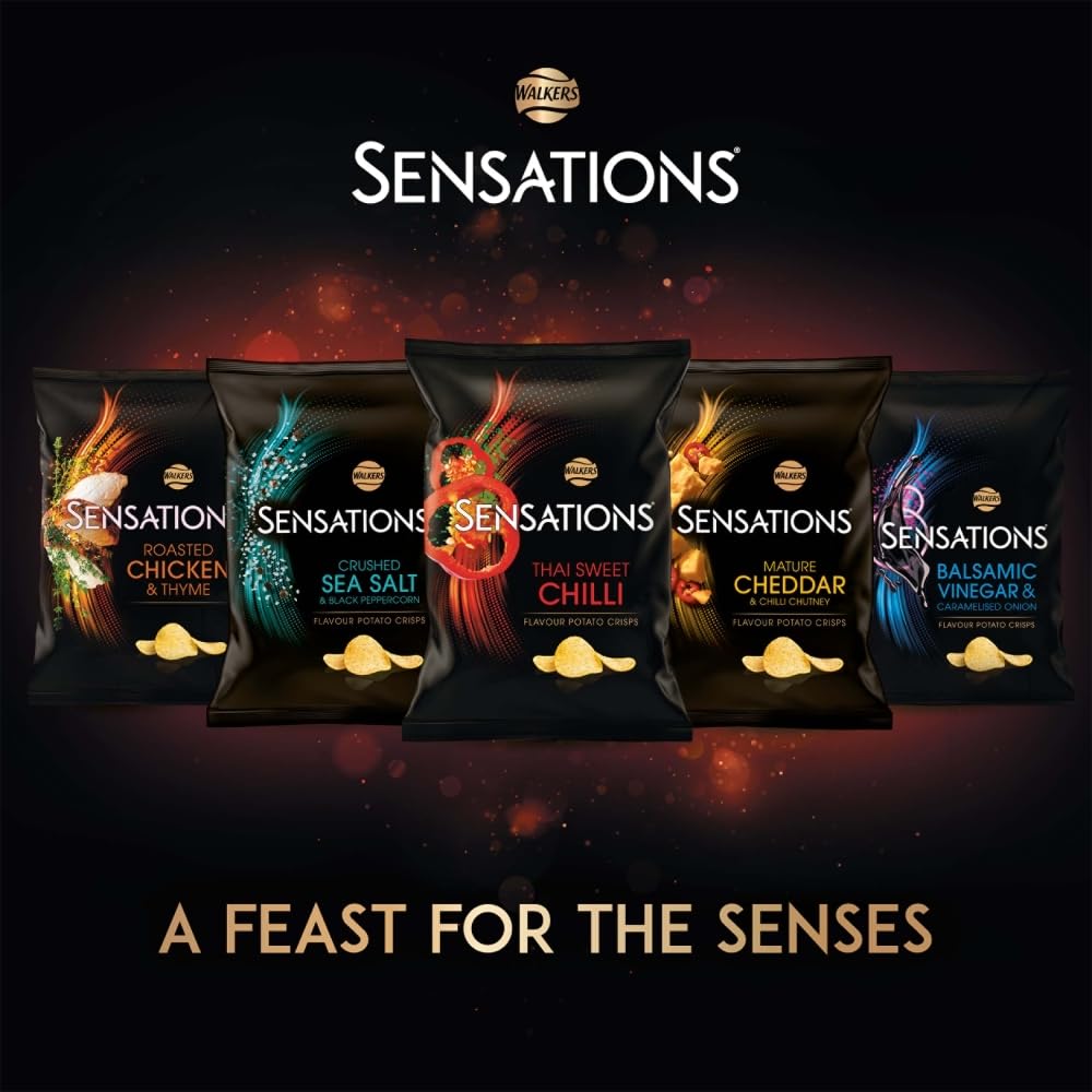 Sensations Roast Chicken & Thyme Thick Cut Premium Potato Crisps, Sharing Bag 150g 12