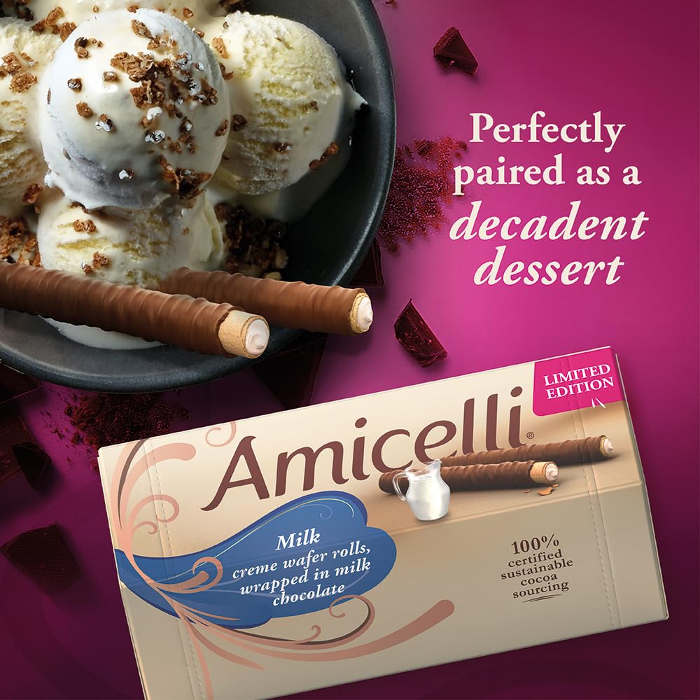 Ritter Sport Amicelli Limited Edition Vanilla Milk Crème Crispy Wafer Rolls 200g