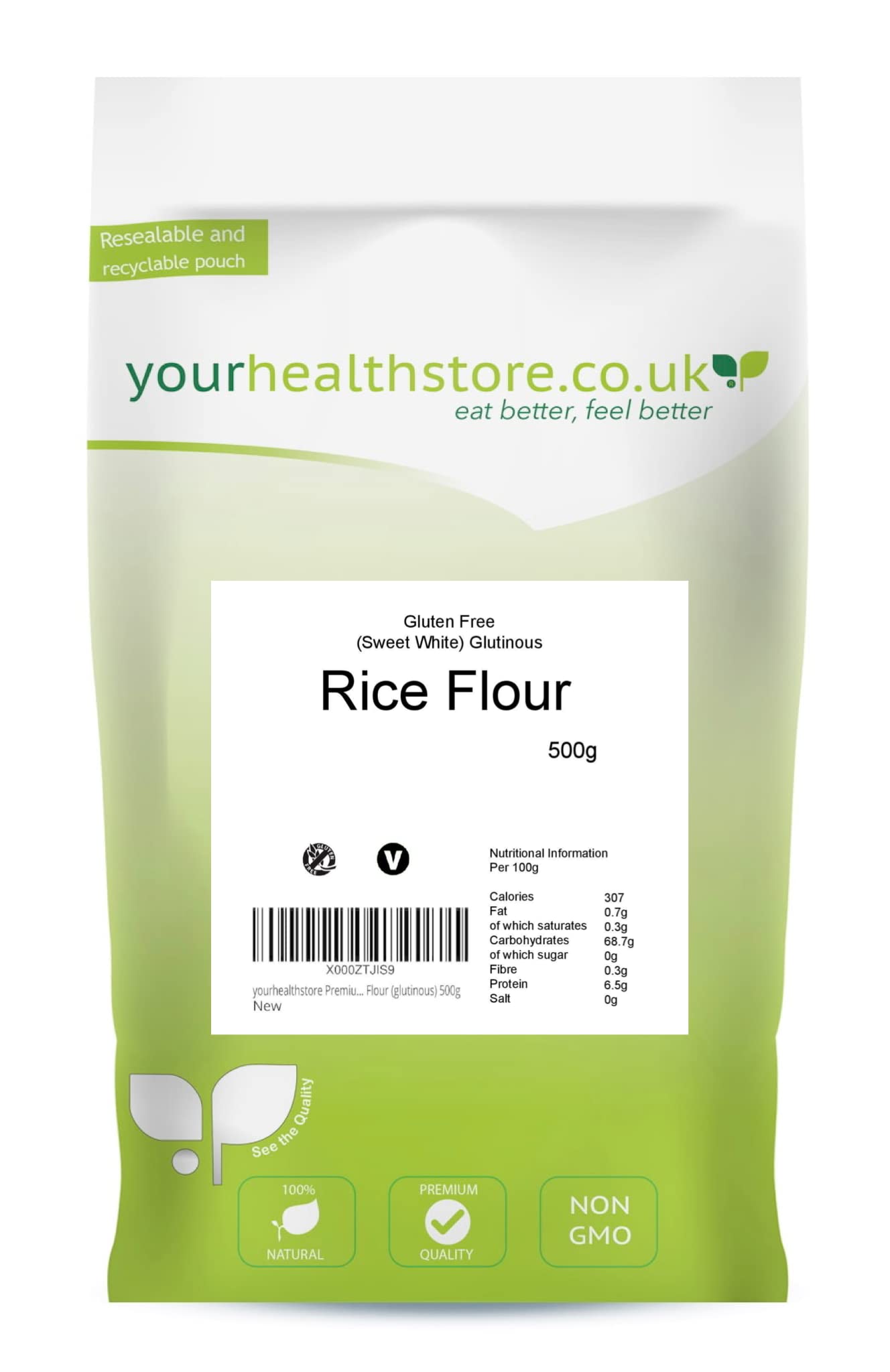 yourhealthstore Gluten Free Sweet White Rice Flour 500g - Glutinous Rice Flour for Baking & Mochi