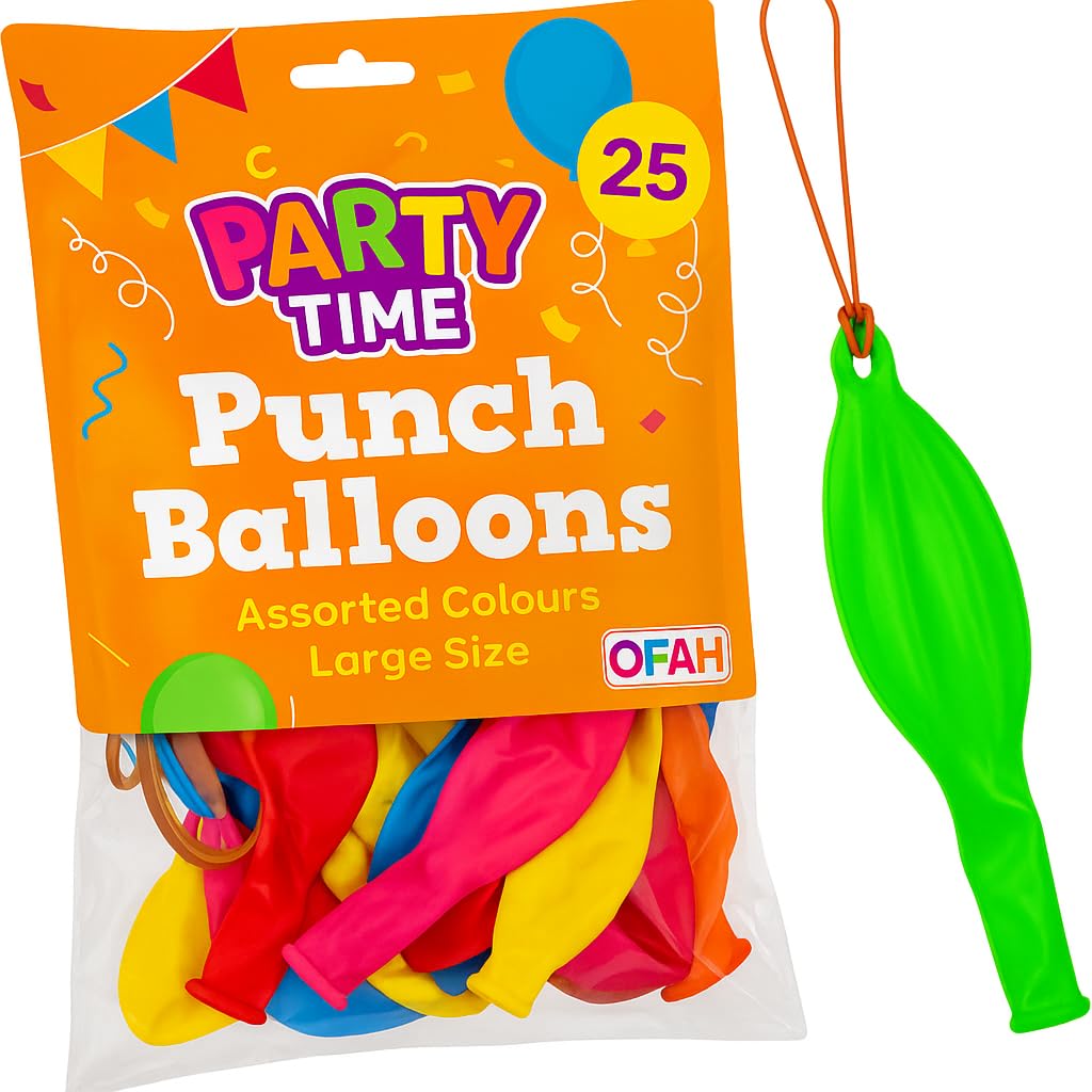 Vivo Technologies 25 Pack Large Punch Balloons – Thick & Strong Elastic Latex for Kids 1