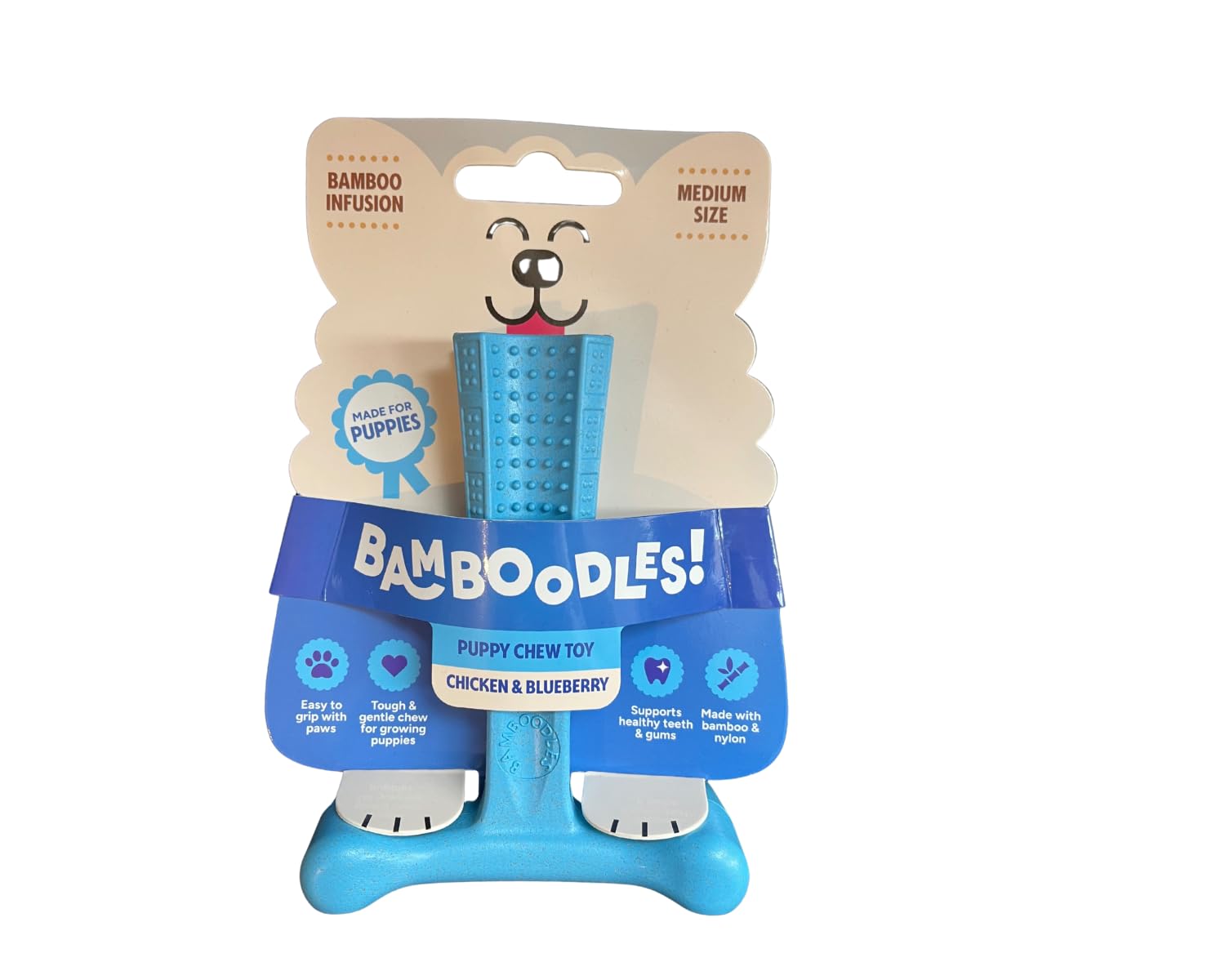 Bamboodles Puppy Dog Chew – Chicken and Blueberry Flavour | Medium T-Bone