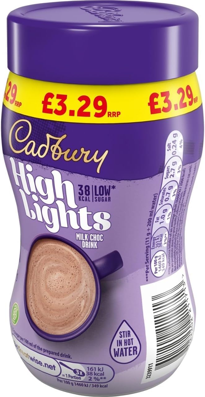Cadbury Highlights Heißgetränk mit Milchschokolade – Fairtrade, kalorienarm, Einrührbeutel (6er-Pack)