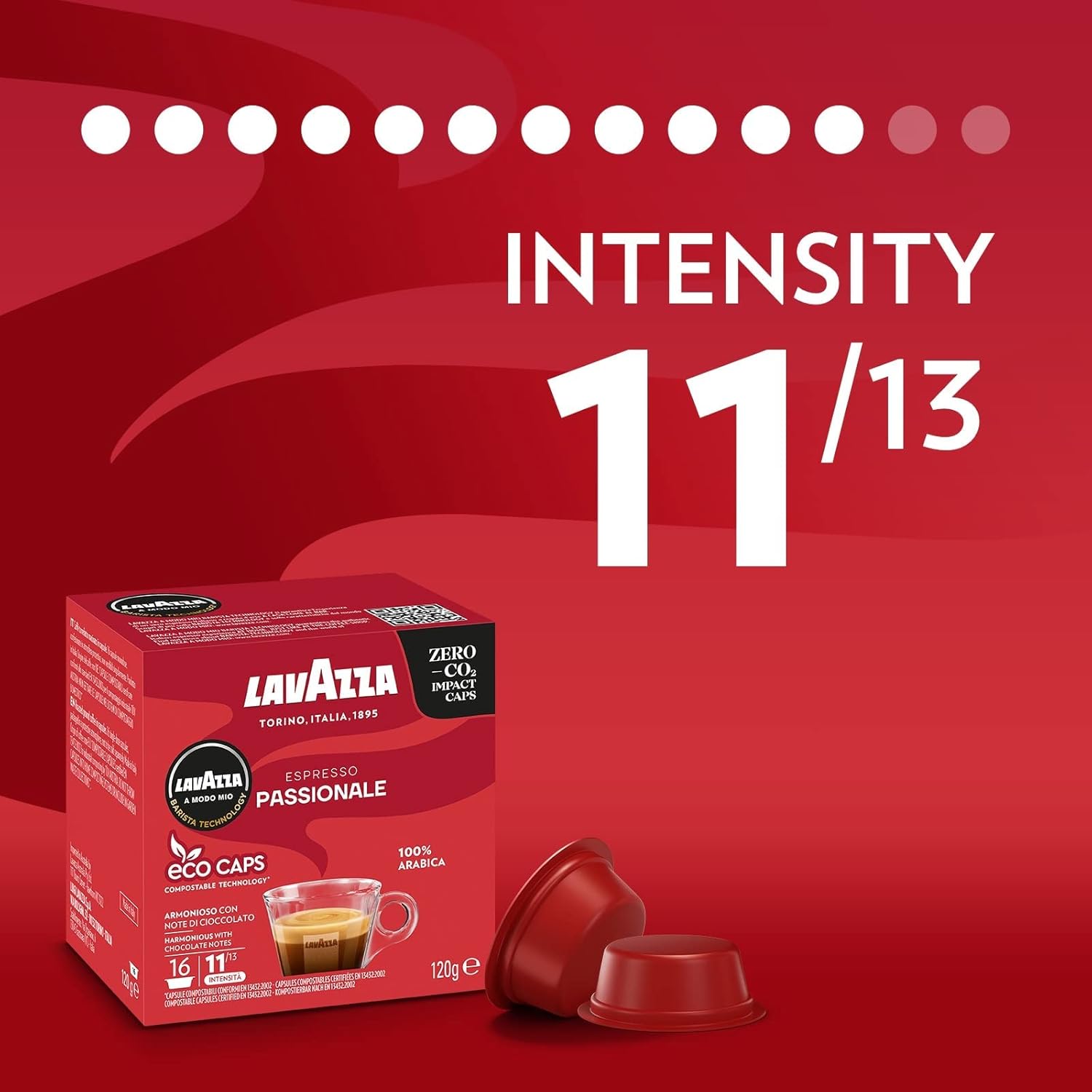 Lavazza A Modo Mio Espresso Passionale - 100% Arabica Coffee Capsules for Nespresso Original Machines
