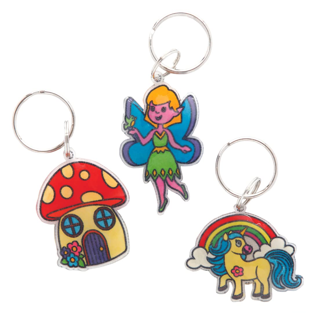 Baker Ross Fairy Super Shrink Keyrings - Pack of 8 Assorted Fairy Designs 5