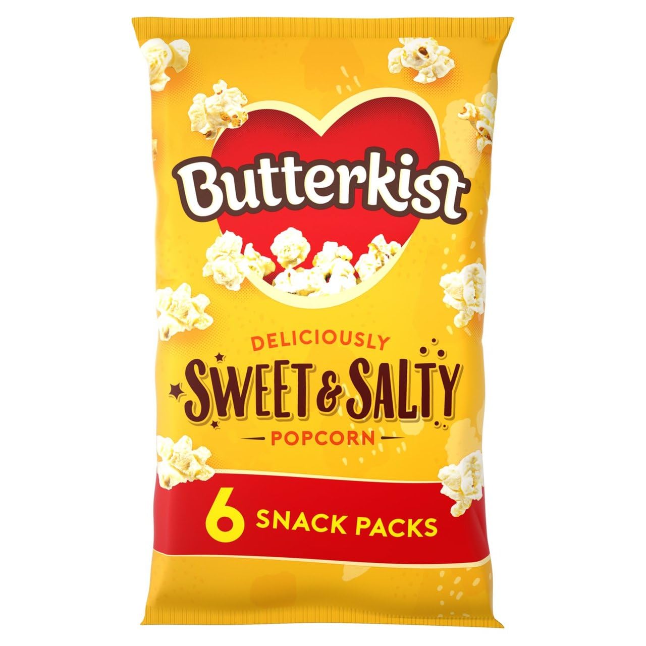 Butterkist Sweet & Salty Popcorn 6 Snack Packs, Case of 8 - Gluten Free, Source of Fibre, No Artificial Flavours