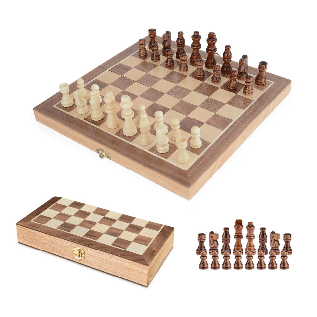 Toyrific Foldable Wooden Chess Travel Set - Classic Edition | Portable | 2 Players