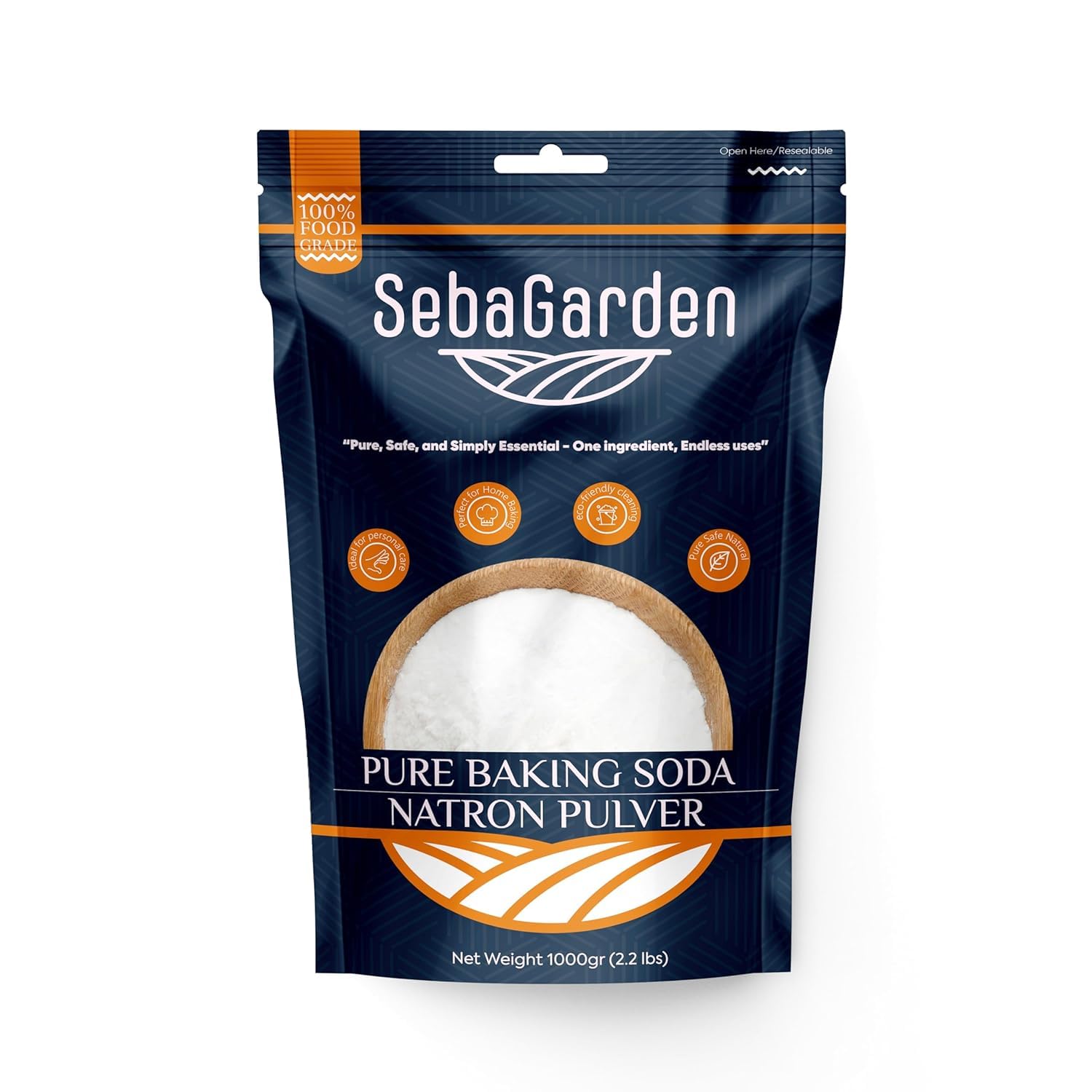 Seba Garden Bicarbonate of Soda - 1kg Food Grade Powder | Aluminium-Free Leavening Agent