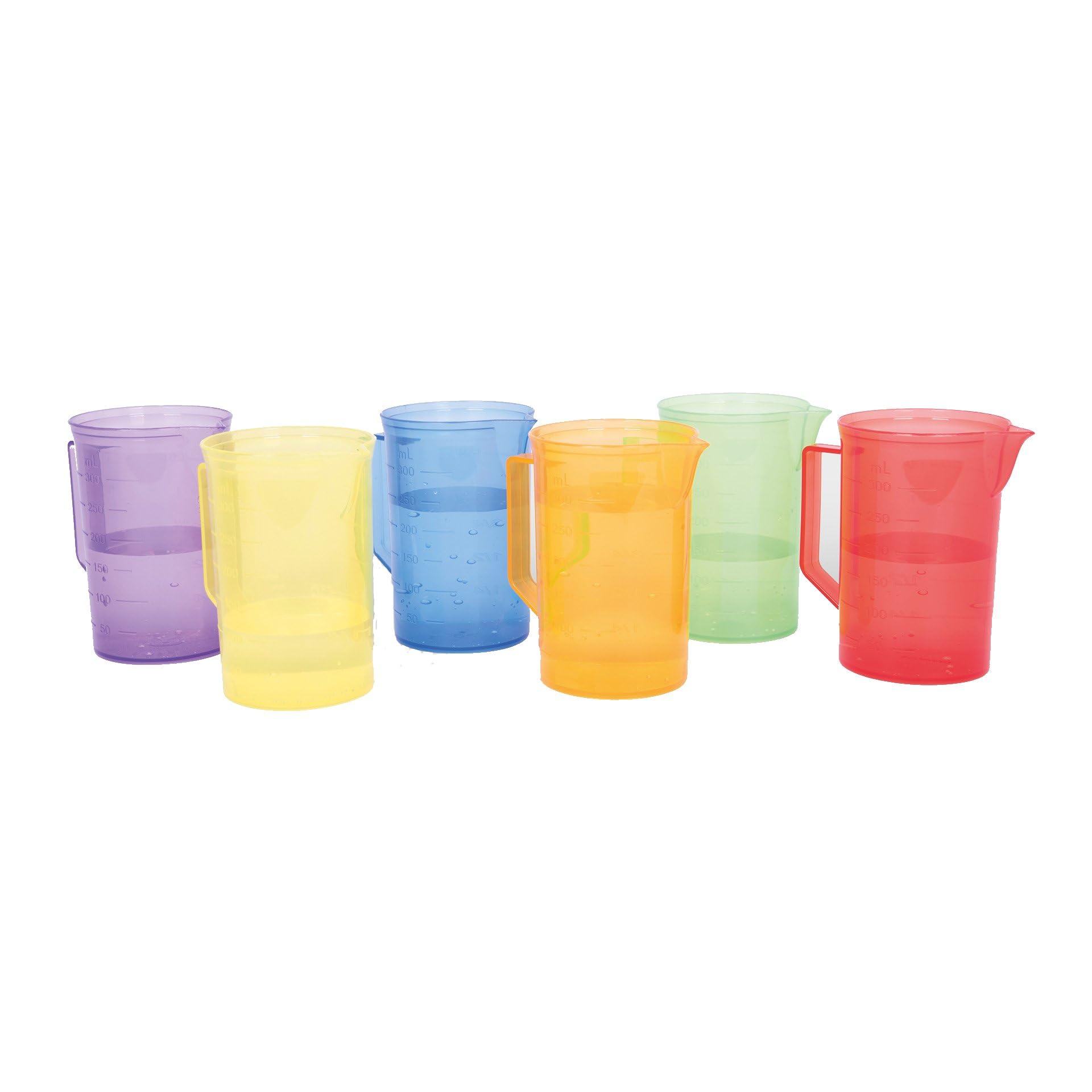 TickiT 6 Piece Translucent Colour Jug Set - Educational Sand & Water Play Cups for Toddlers