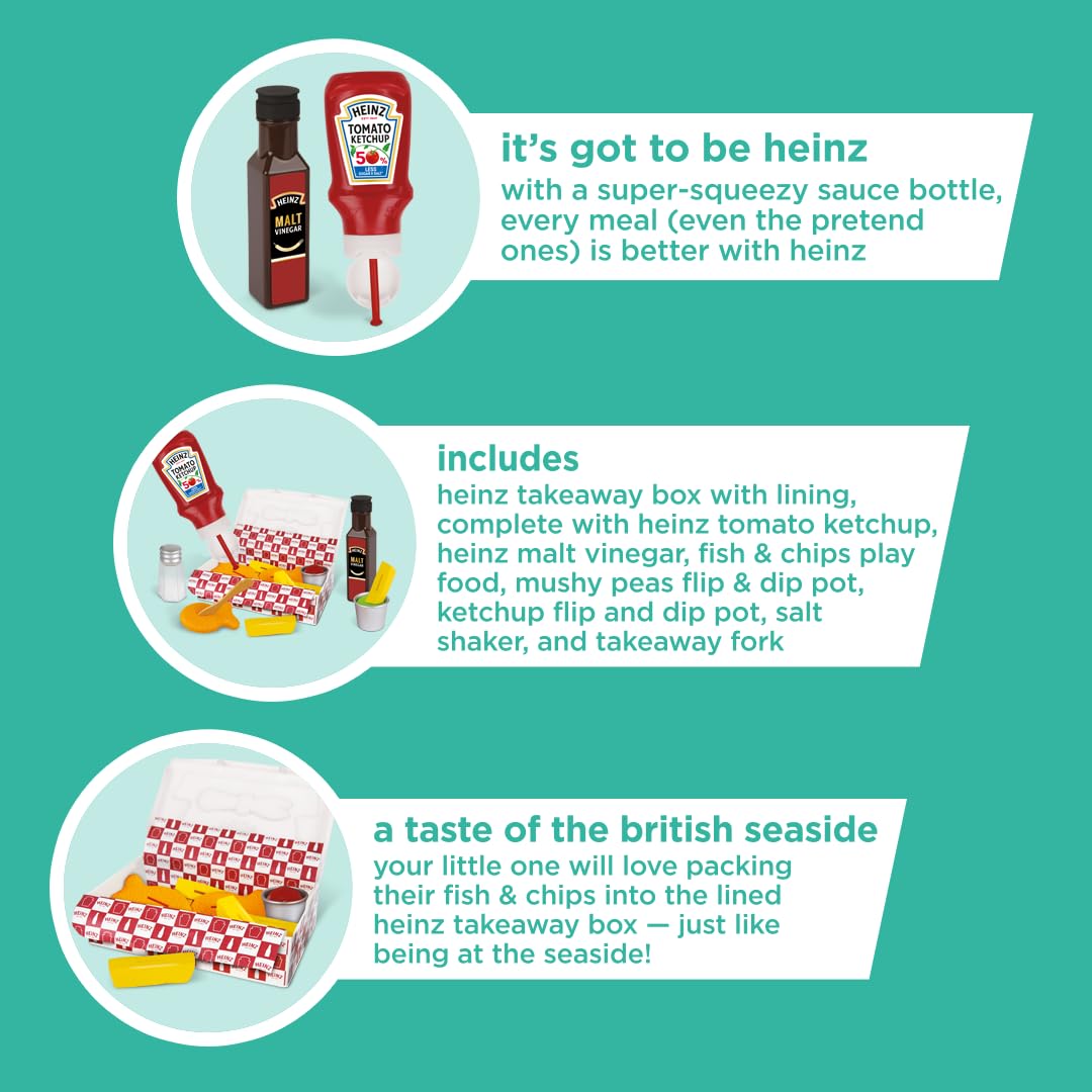 Casdon Heinz Fish & Chips Takeaway Set - Pretend Play Food Set for Ages 3+ 3