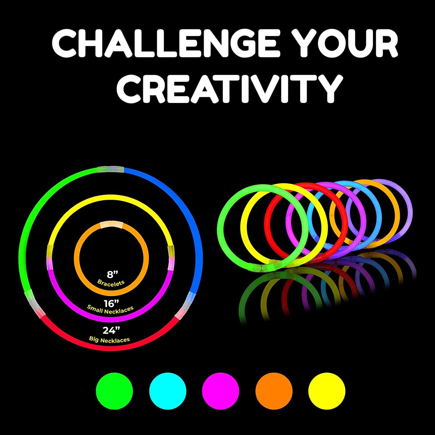 SHATCHI 200Pcs Glow Sticks with Connectors 8" Neon Party Kit for Bracelets, Necklaces, Rings – Halloween, Rave, Birthday, Camping 3