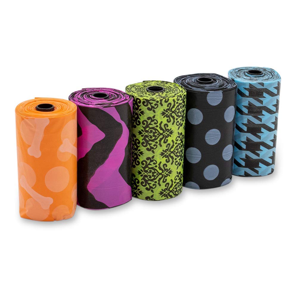 Bags on Board Dog Waste Bags - 140 Count Patterned, Leak Proof, Unscented Plastic Bags 4
