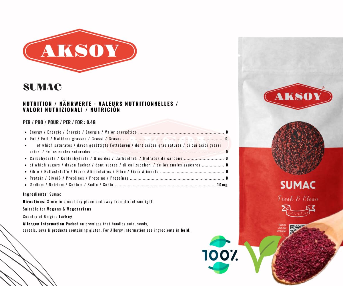 Aksoy Premium gemahlener Sumach 500 g | 100 % natürliches würziges Gewürz für nahöstliche und mediterrane Gerichte 4