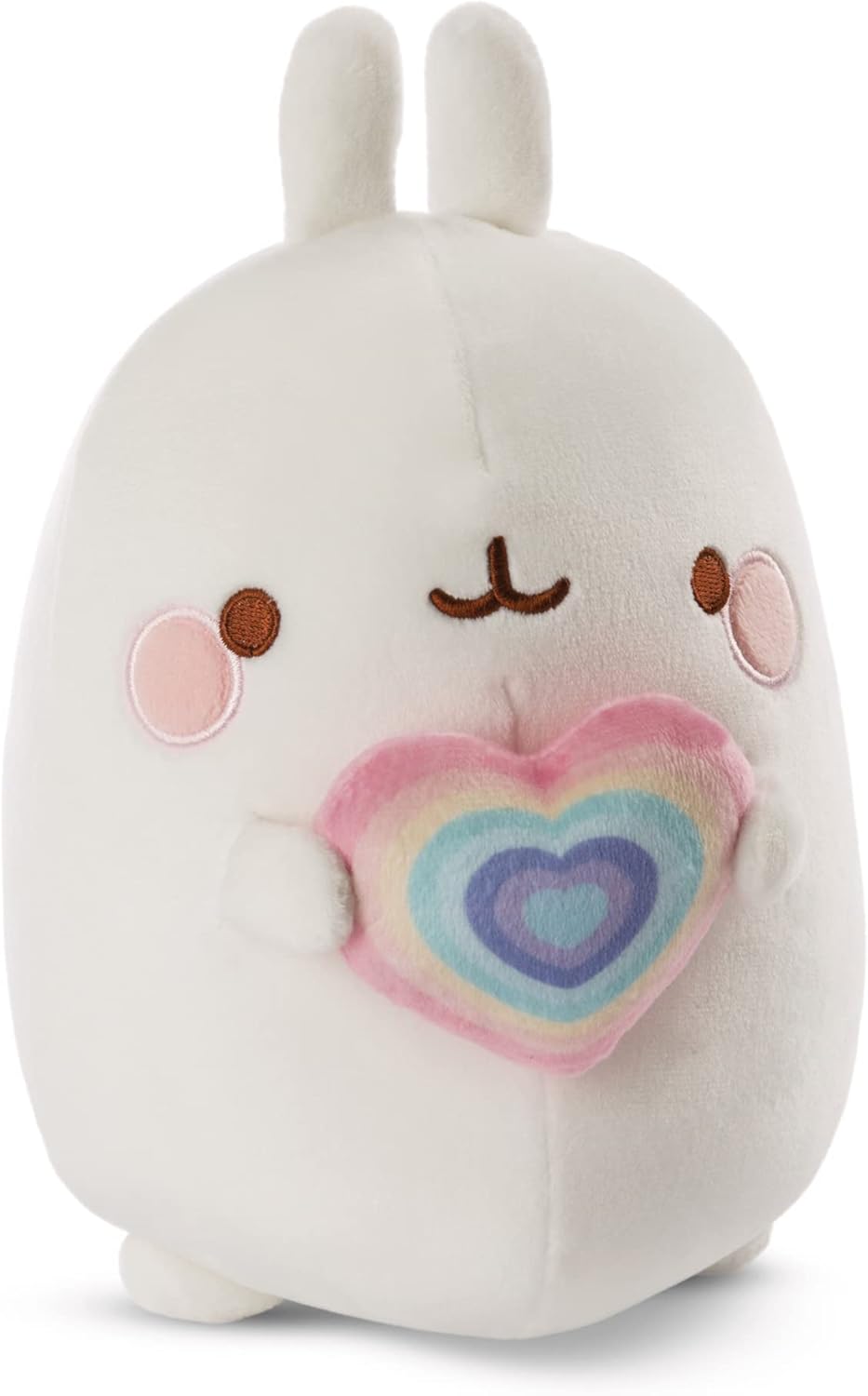 Nici Cuddly Toy Molang with Rainbow Heart 12 cm - Super Soft Plush Stuffed Animal