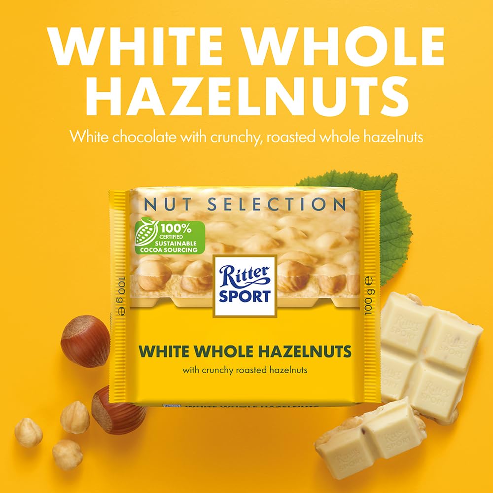 Ritter Sport Whole Hazelnuts White Chocolate Bar, 100g