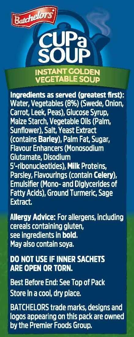 Batchelors Cup a Soup Golden Vegetable Instant Soup Sachets, 82g Box (Pack of 9)