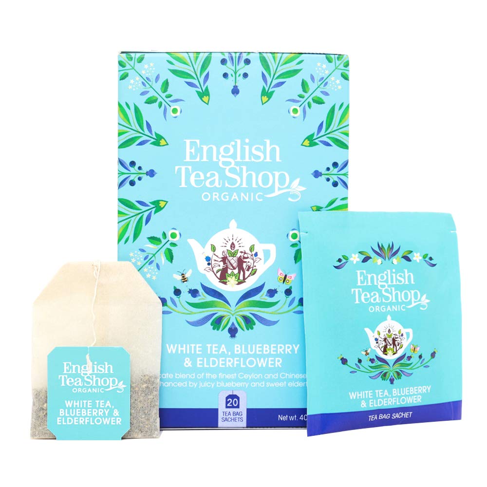 English Tea Shop Organic White Tea with Blueberries & Elderflowers - Super Tea 40g