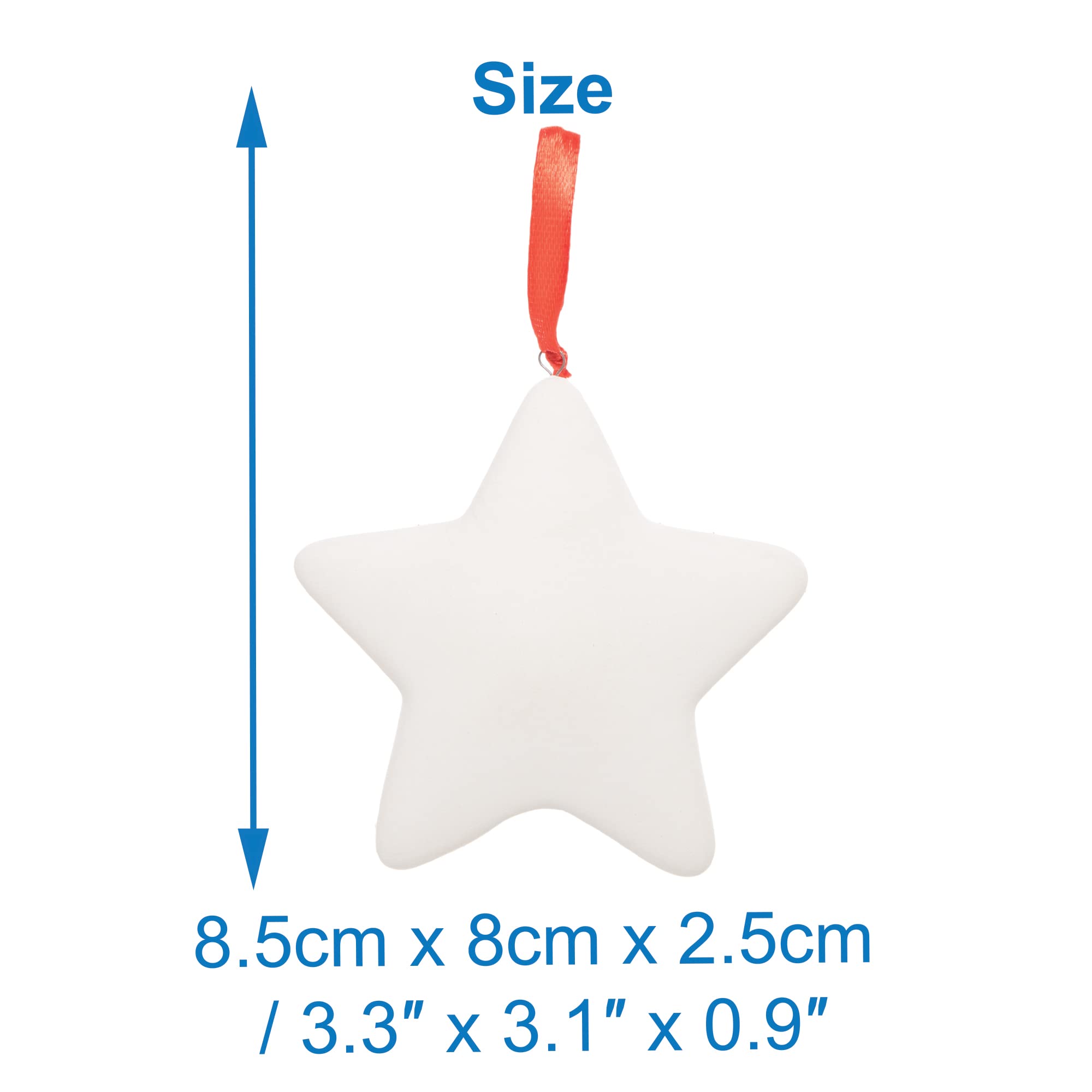 Baker Ross FC109 Christmas Star Ceramic Baubles - Pack of 4, Make Your Own Craft Kit 8