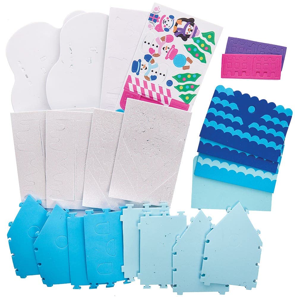 Baker Ross FX292 Snowman House Craft Kit - Pack of 2, 3D Foam Christmas Decoration for Kids 2