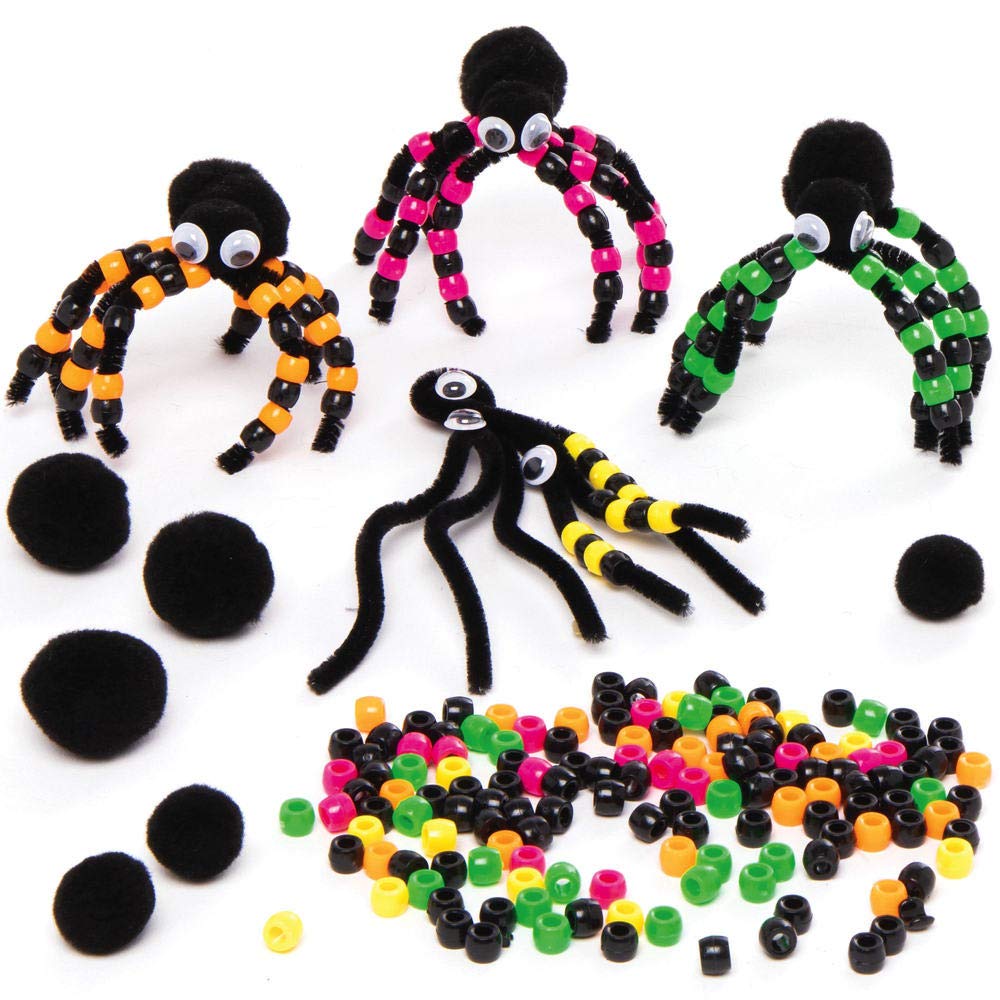 Baker Ross Spider Bead Craft Kit - Pack of 4 Halloween Craft Kits for Kids