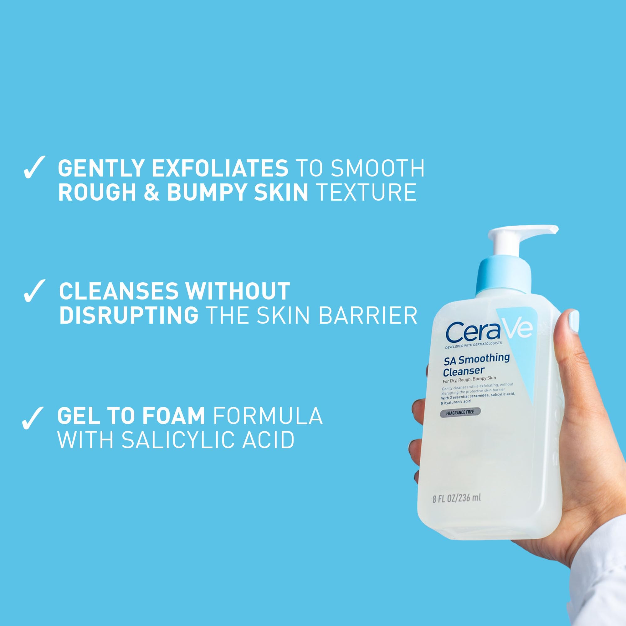 CeraVe SA Smoothing Cleanser with Salicylic Acid for Dry, Rough & Bumpy Skin (530g)