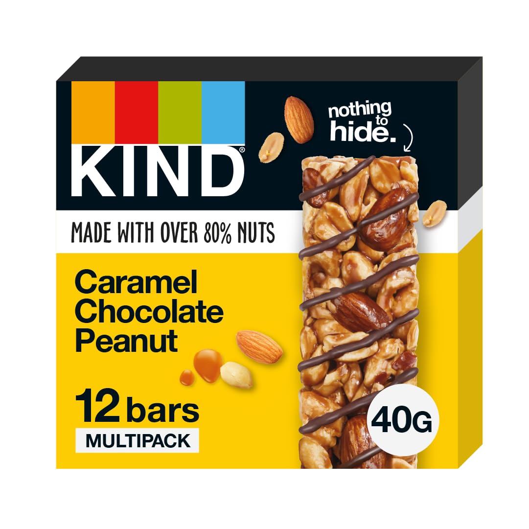 KIND Caramel Chocolate Peanut Gluten-Free Snack Bars - High Fibre, No Artificial Ingredients