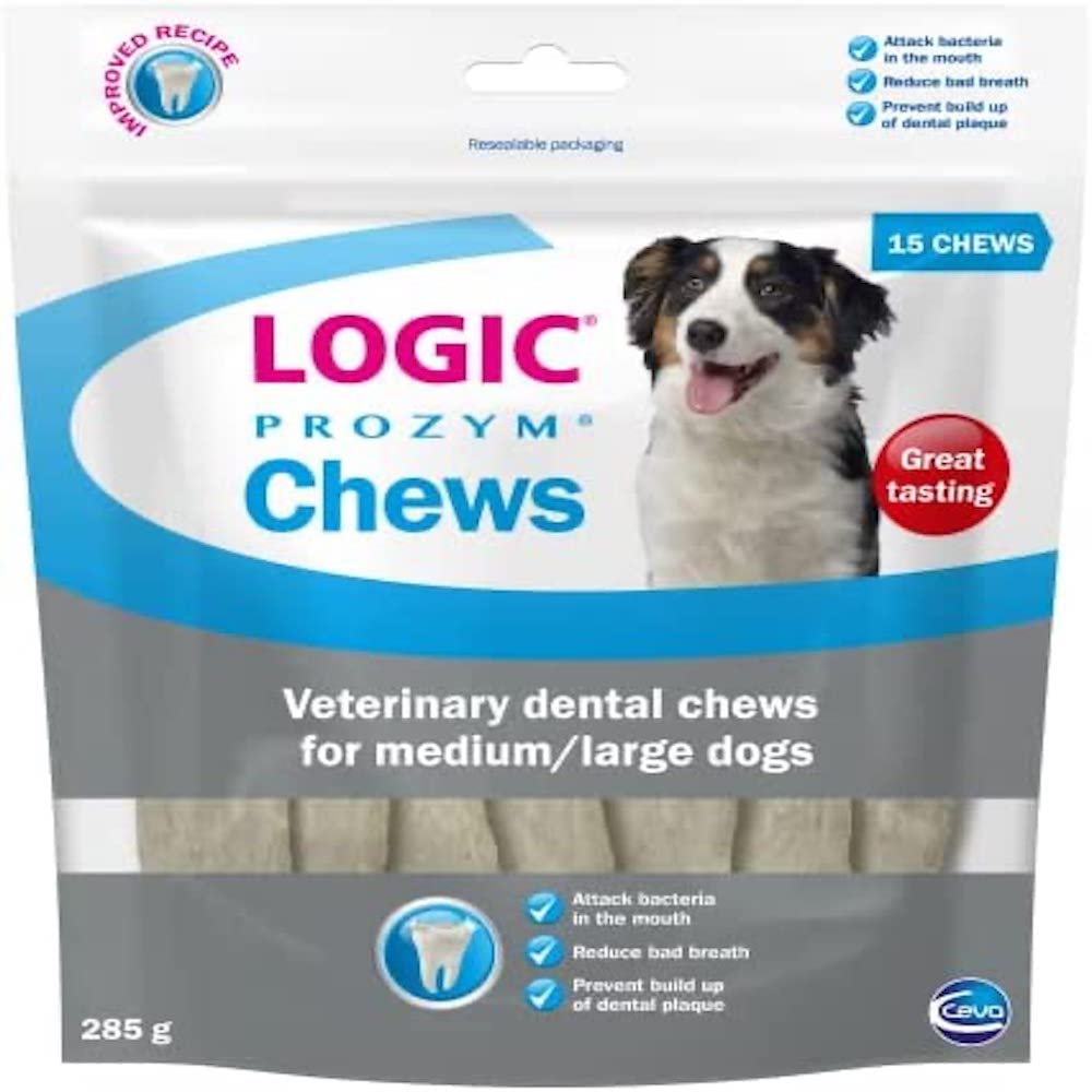 Logic Prozym Dental Sticks for Medium/Large Dogs & Puppies | Beef Flavor | 15 Count