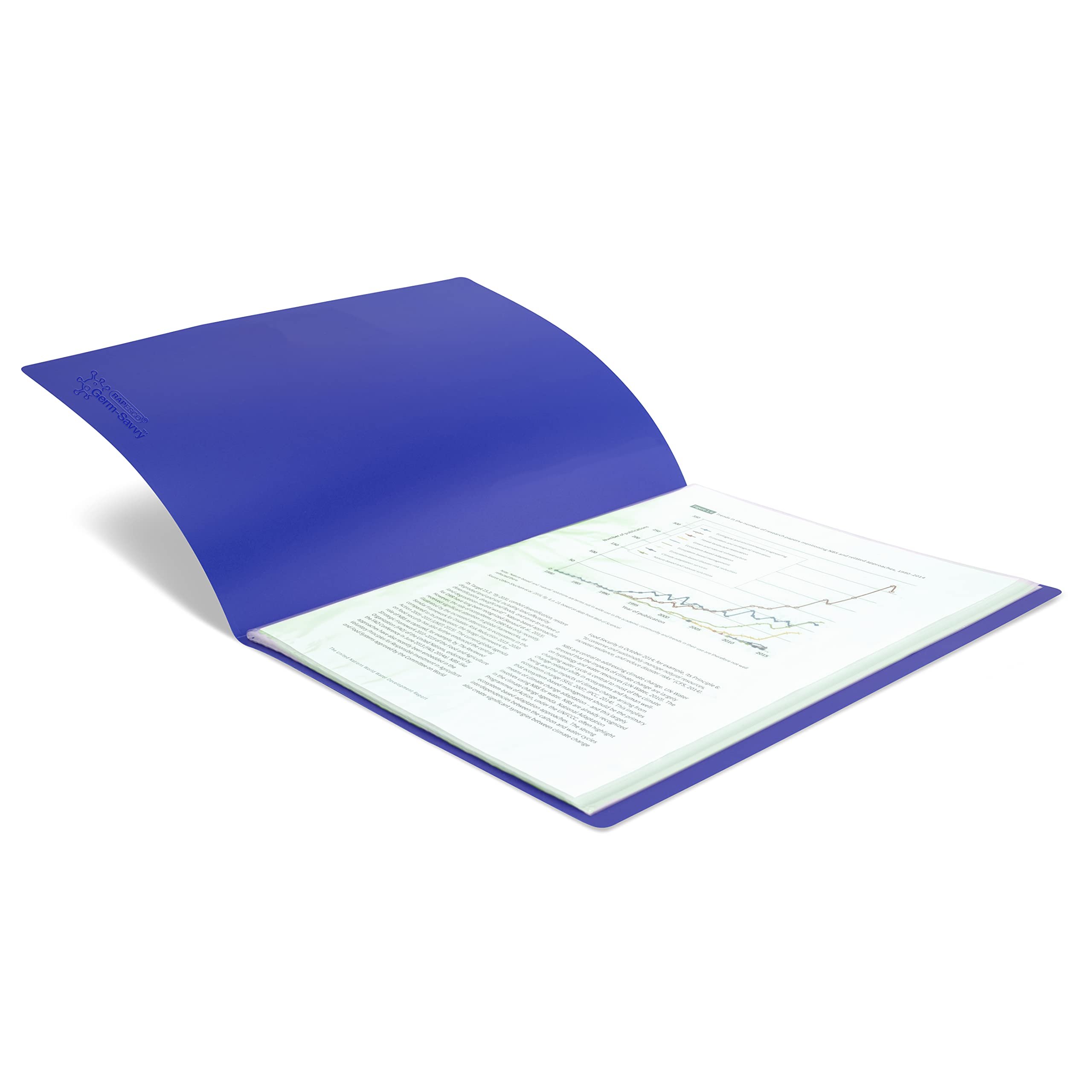 RAPESCO Presentation Folder - 20 Pockets | A4 Size | Blue Polypropylene with Antibacterial Protection