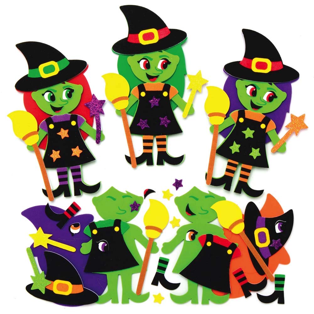 Baker Ross Witch Mix and Match Halloween Decoration Magnet Kits - Pack of 8, Ages 3+