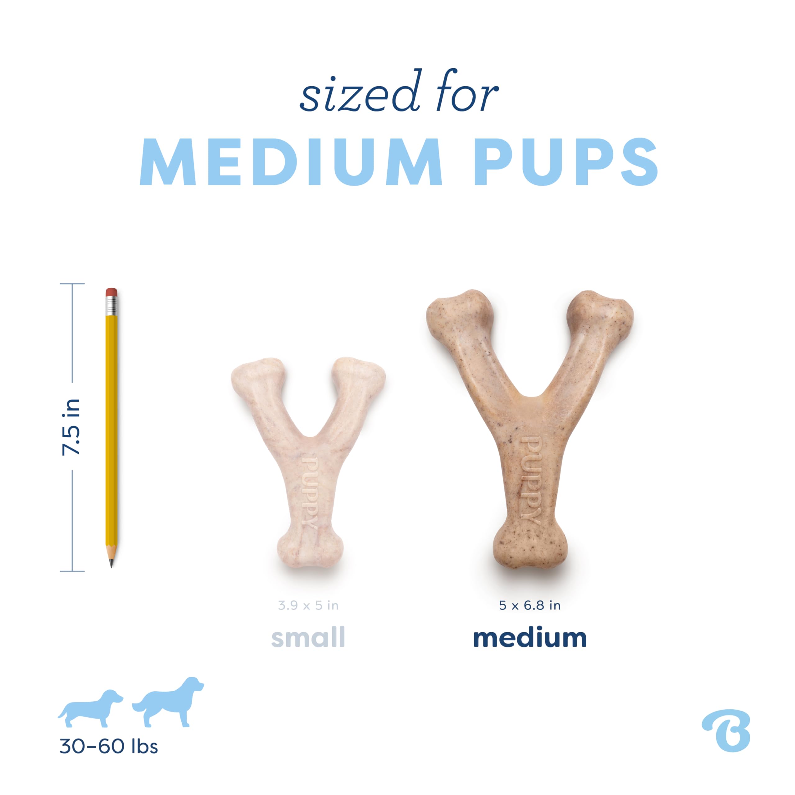 Benebone Puppy Wishbone Dog Chew Toy - Real Bacon Flavor | Medium Size | Heavy Duty Nylon 4