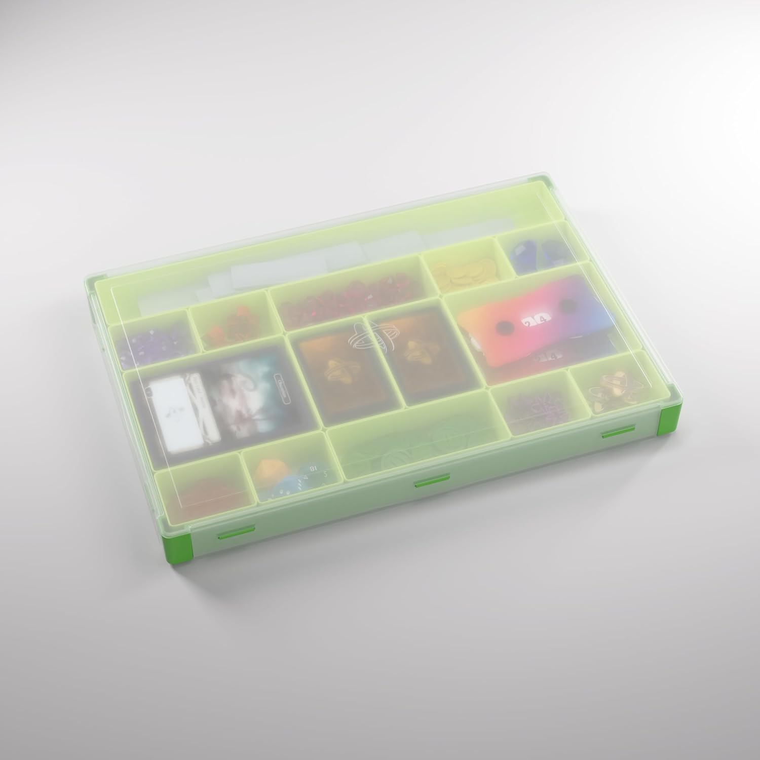 Gamegenic Token Silo XL Grün/Limette – Brettspiel-Organizer mit 15 Fächern und herausnehmbaren Tabletts 3