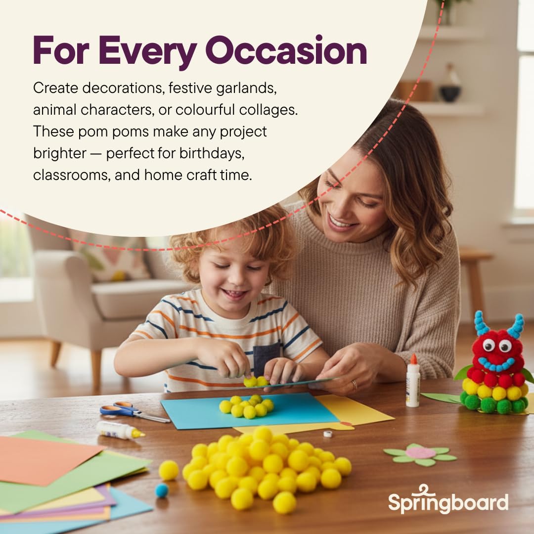 Springboard Supplies White Pom Poms Pack of 80 - Fine Motor Skill Development | Sensory Play 7