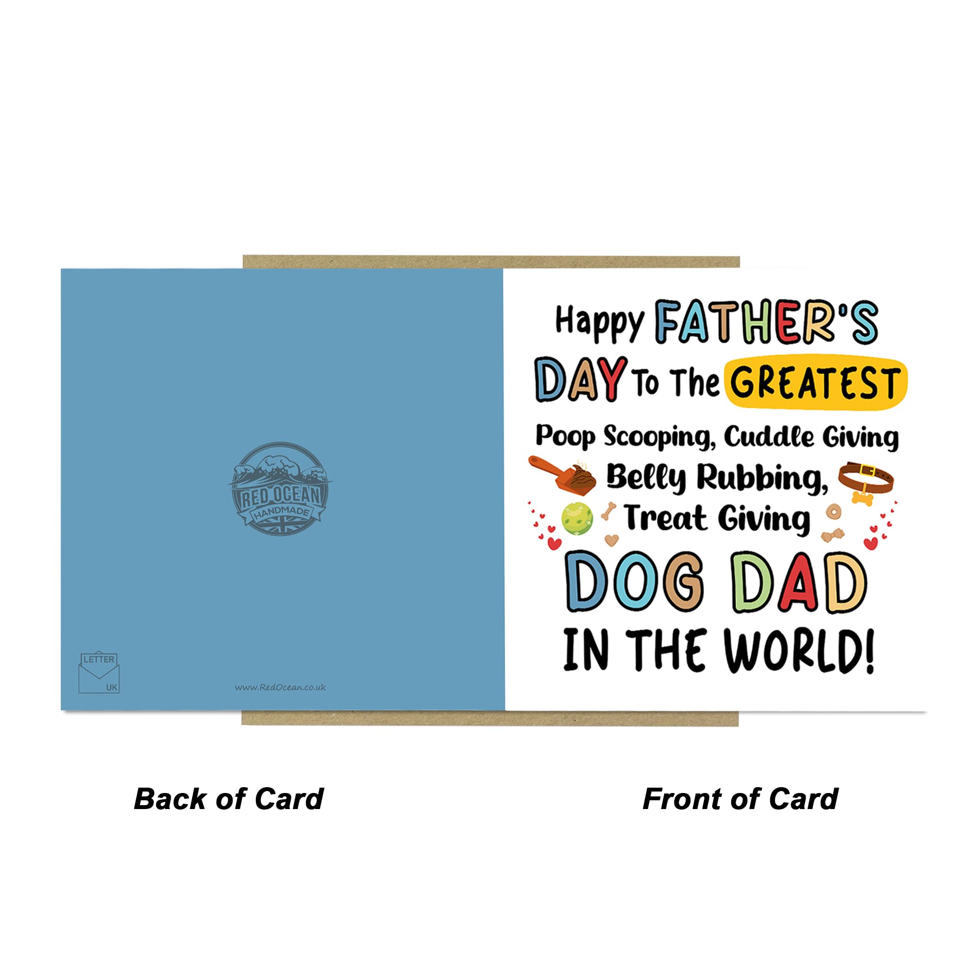 RED OCEAN Handmade Father's Day Card From The Dog | Square 14.5cm | 350gsm Matte Card 6