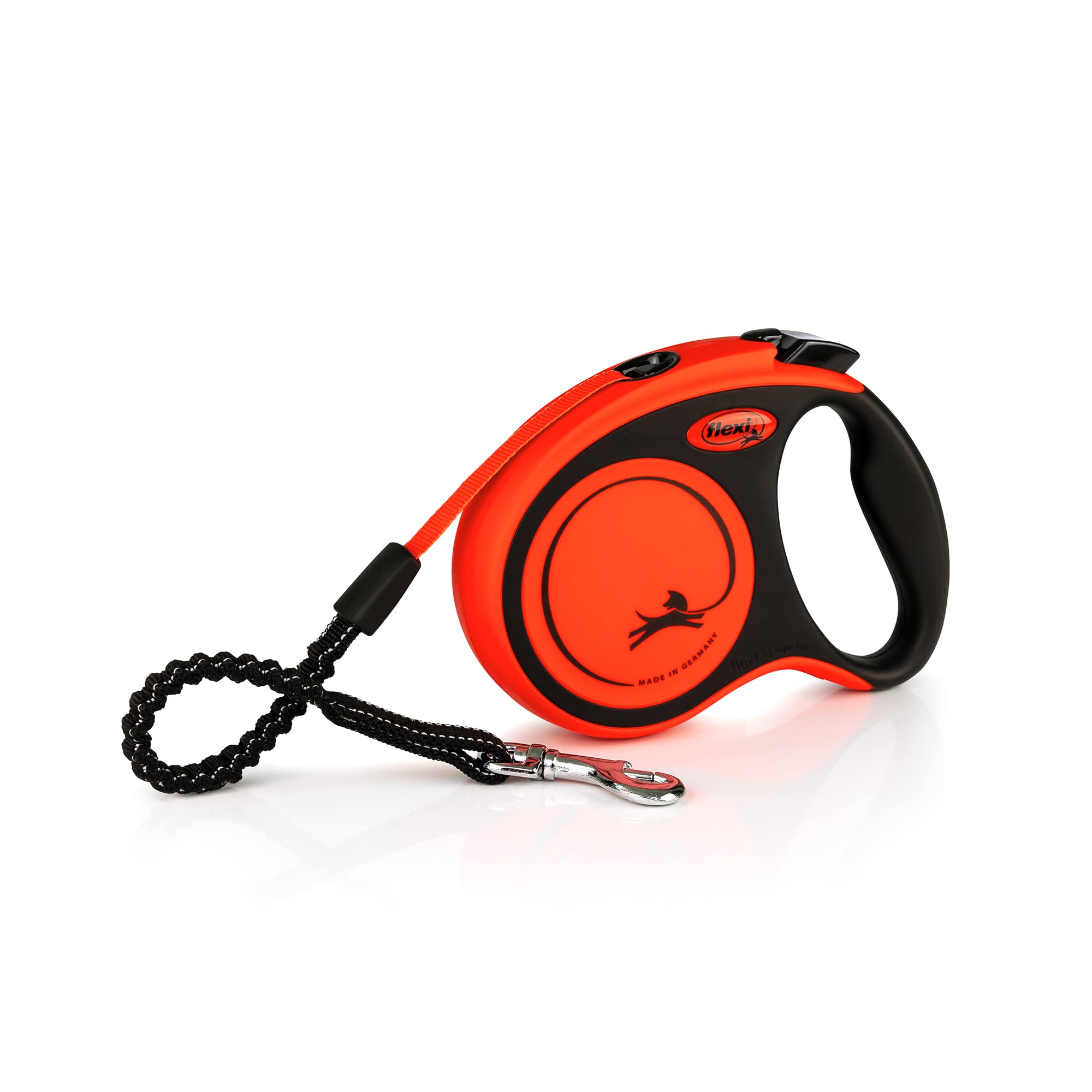 flexi Xtreme S Retractable Dog Lead Tape Orange/Black | 5m Length | Up to 20kg/44lb