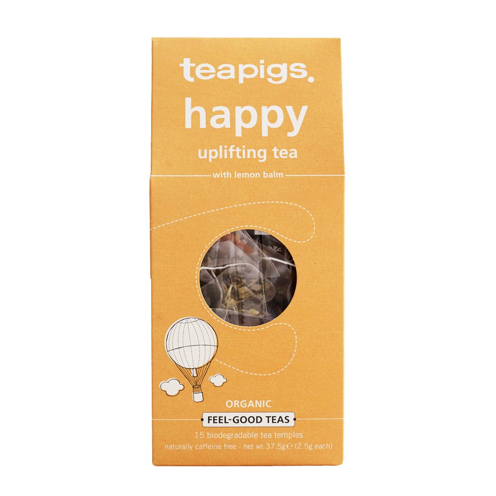 teapigs Happy Tea with Lemon Balm, 15 Biodegradable Tea Temples, Organic Herbal Infusion