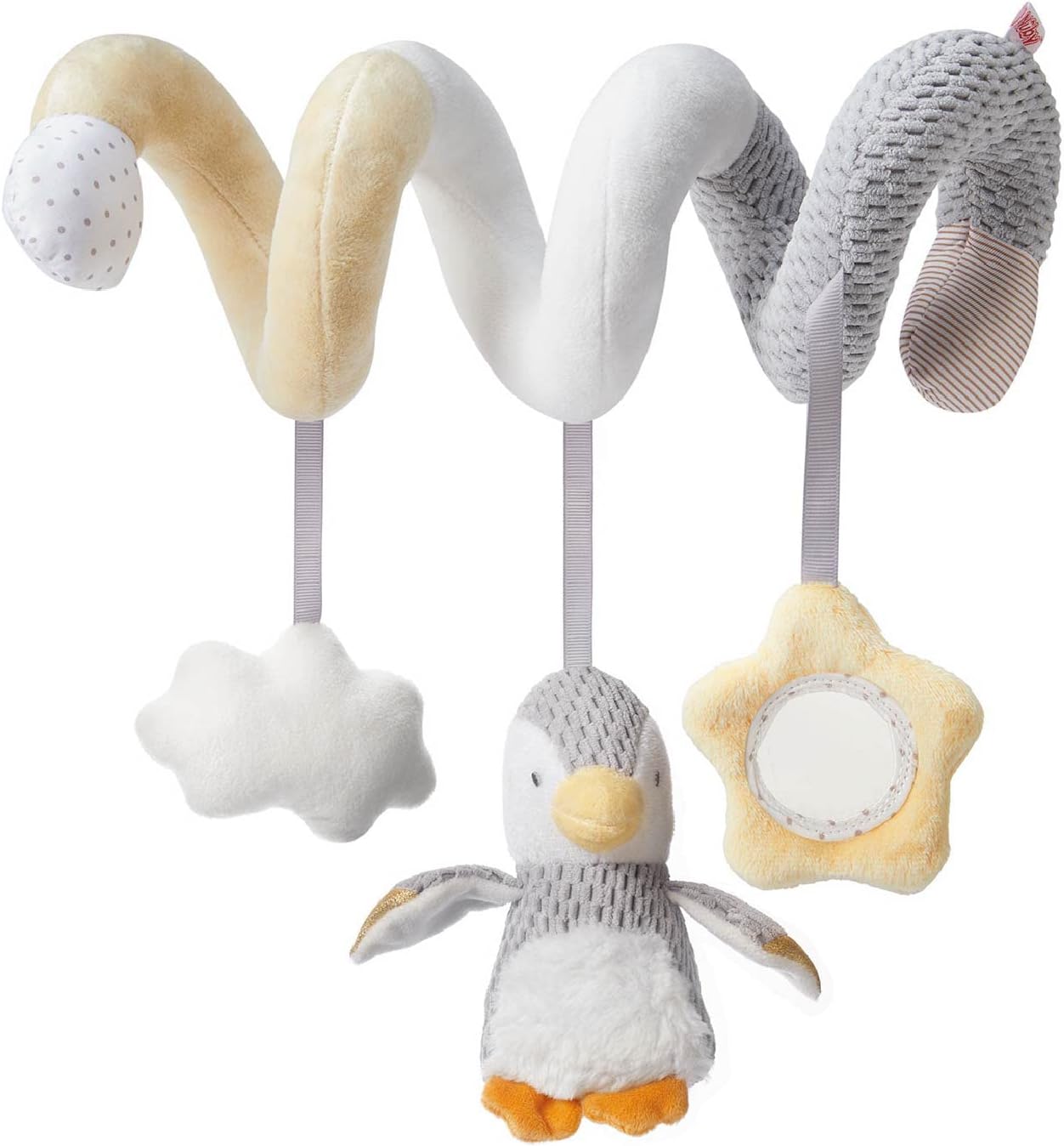 Nuby Penguin Activity Spiral Toy - Sensory Play for Pram, Car Seat & Highchair (0+ Months)
