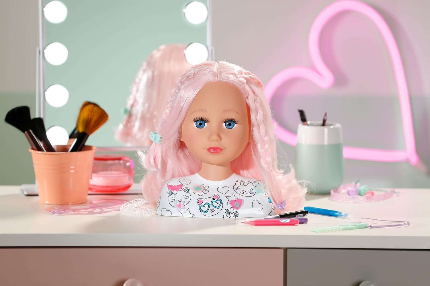 BABY born Styling Head Artist with Face Stencil and Hair Accessories 6