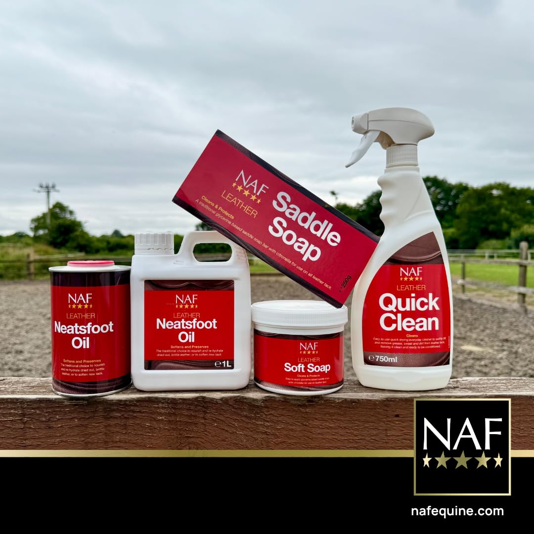 NAF Leather Saddle Soap - Gently Cleans & Conditions | 250g Tub | Regular Size 3