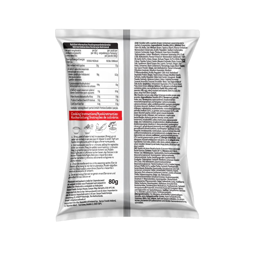 Khao Chi Schezwan Noodles 80g (Pack of 1) - Spicy Indo-Chinese Instant Noodles