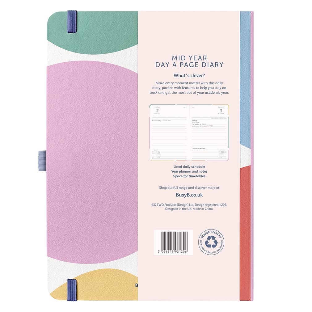 Busy B A5 Day-A-Page Academic Diary - Aug 2026 to Aug 2027 | Spot Cover | Elastic Closure 3