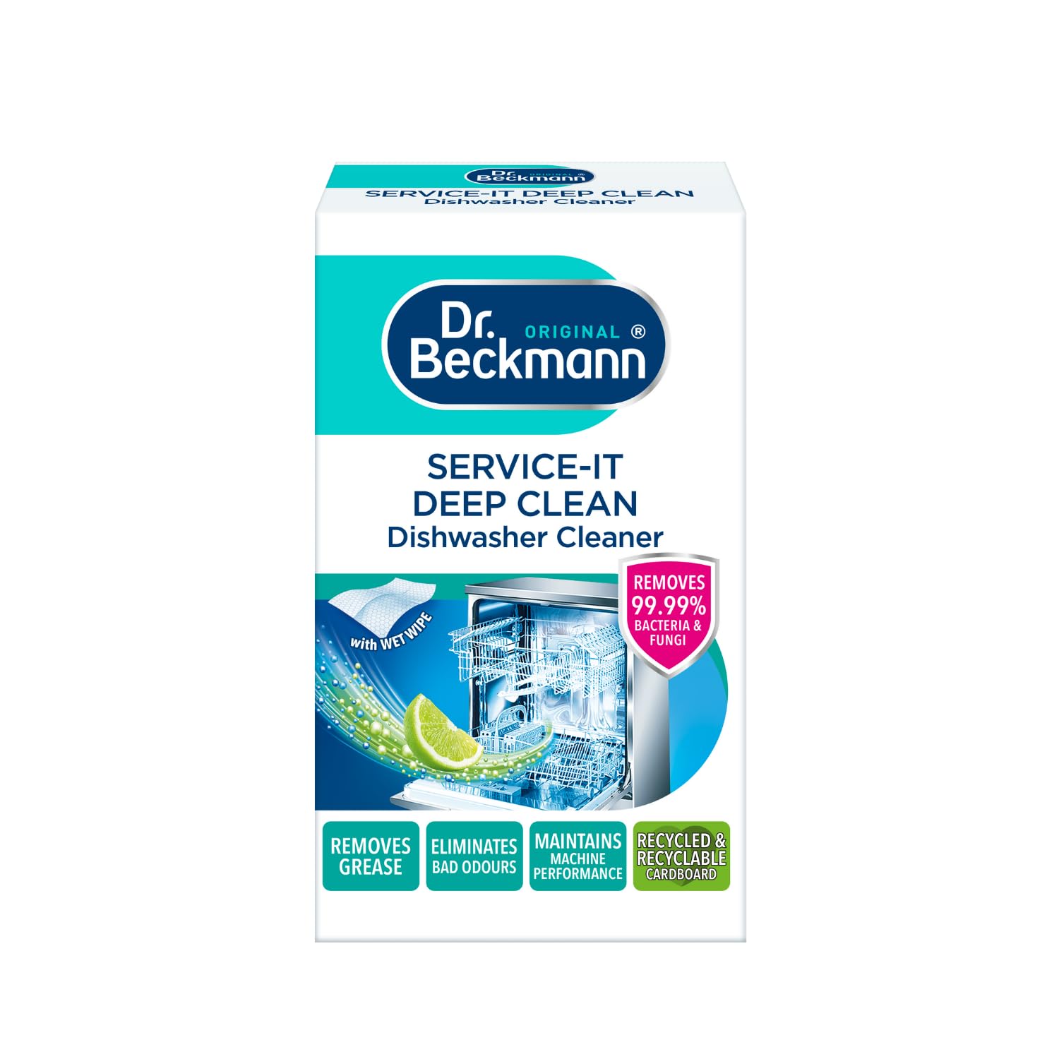 Dr. Beckmann Service-it Deep Clean Dishwasher Cleaner Powder | Hygienic Clean | Lemon Scent