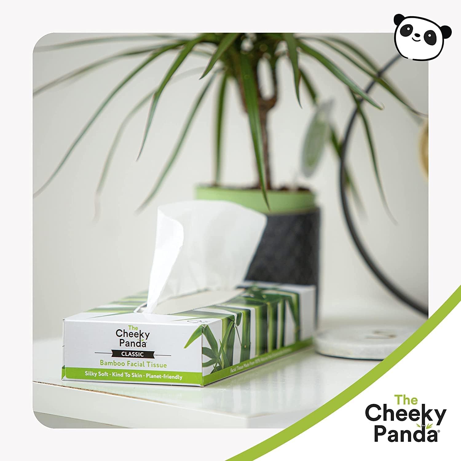 The Cheeky Panda – Kosmetiktücher aus Bambus, 3-lagige flache Box (80 Tücher), hypoallergen, plastikfrei, umweltfreundlich