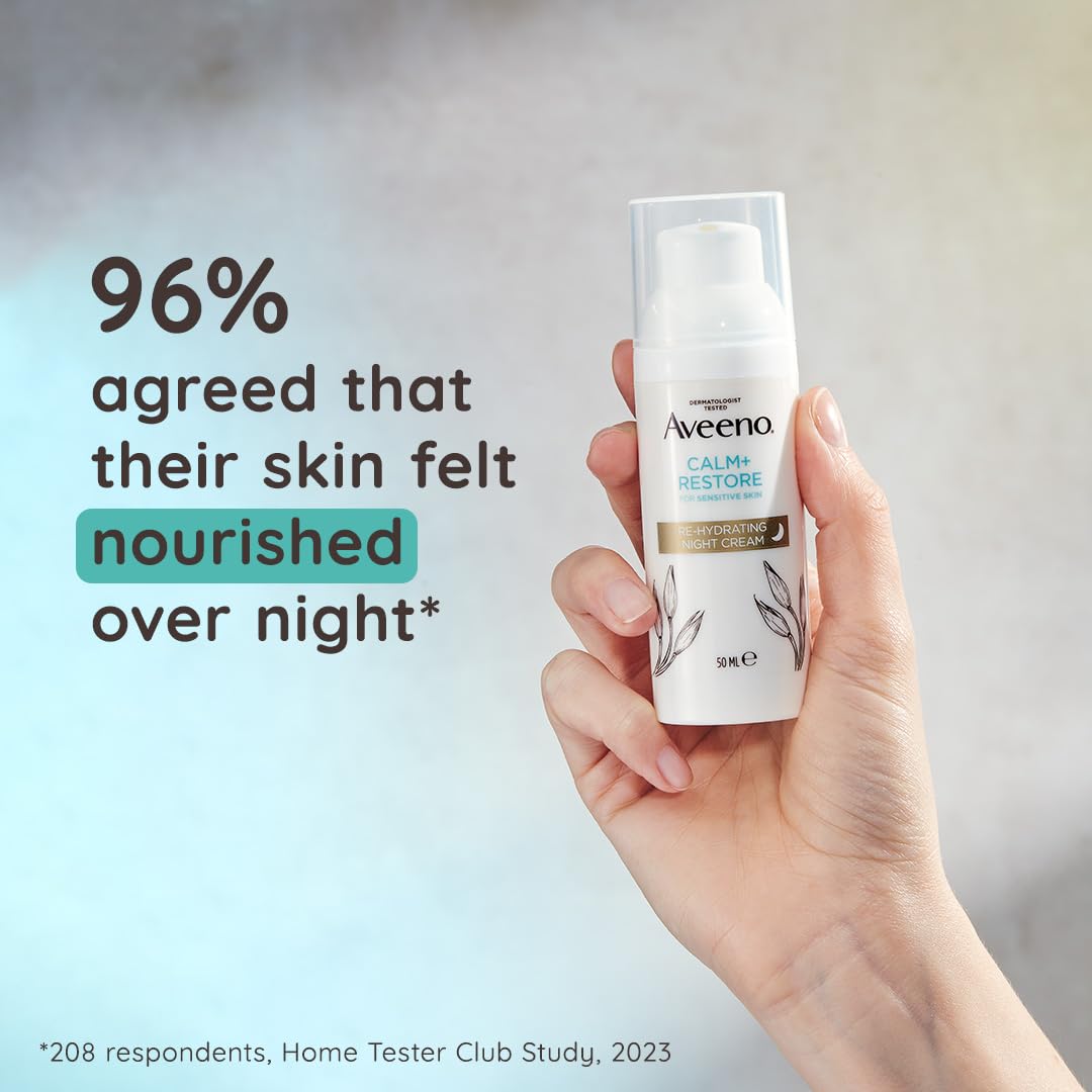 Aveeno Calm + Restore Re-Hydrating Night Cream (50ml) - Fragrance-Free Moisturizer for Sensitive Skin 3