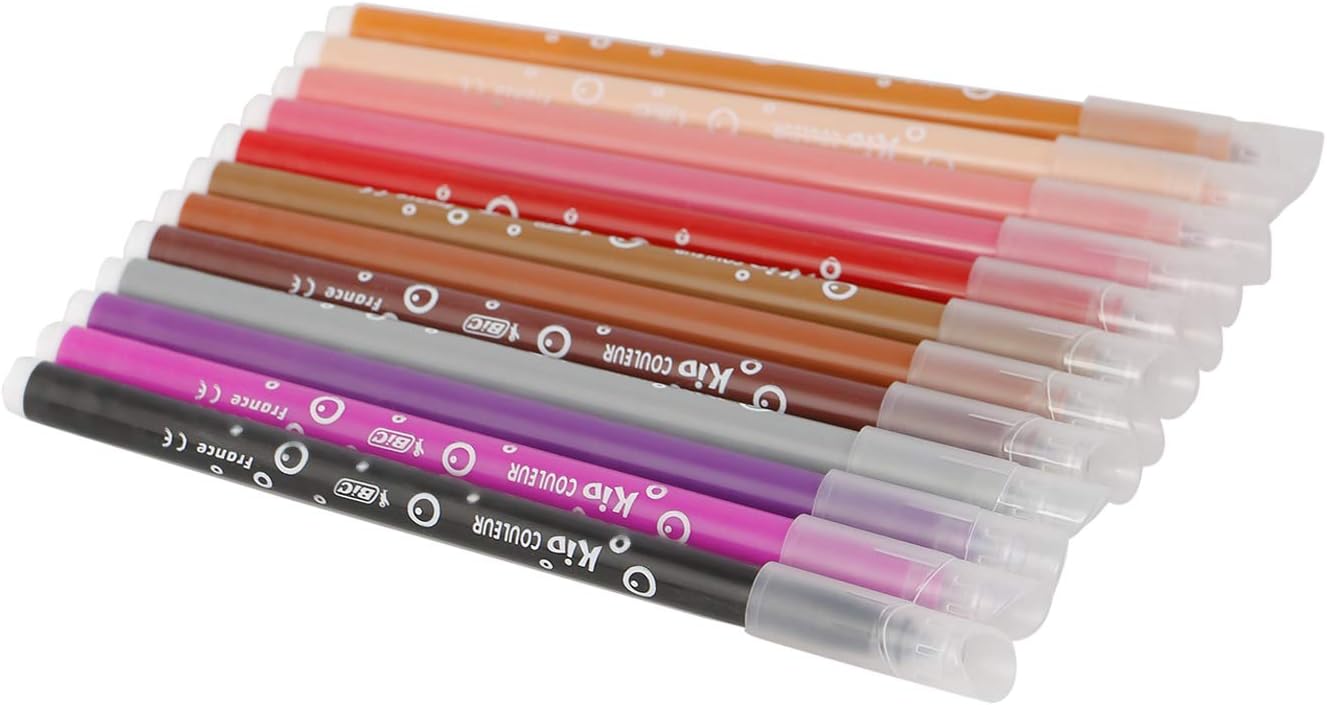 BIC Kids Kid Couleur Felt Tip Pens - 24 Assorted Colors, Washable, Medium Nib, Cardboard Wallet 3