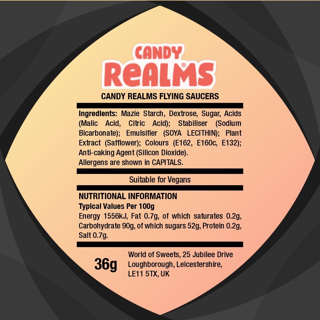 Candy Realms Flying Saucers - Sherbet Filled Wafer Discs | 36g Bag (Pack of 12) 4