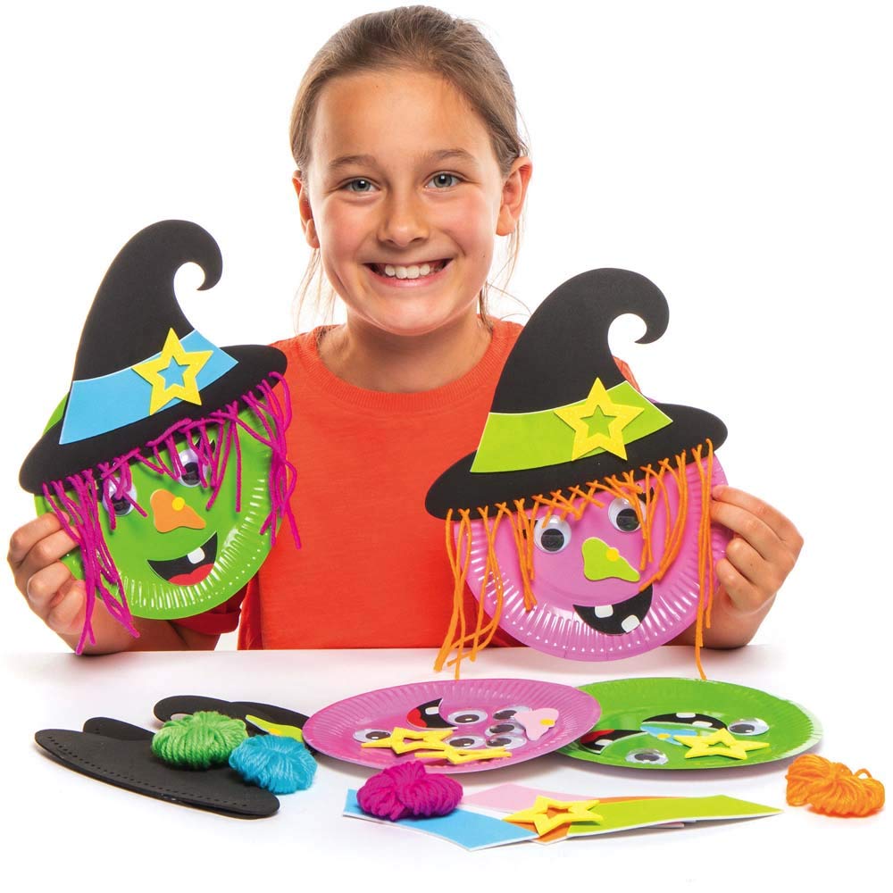 Baker Ross Witch Paper Plate Decoration Kit - Pack of 4, Halloween Craft Supplies 3